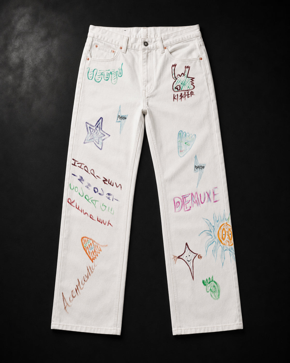 Scribble Theory Jeans-Canvas White