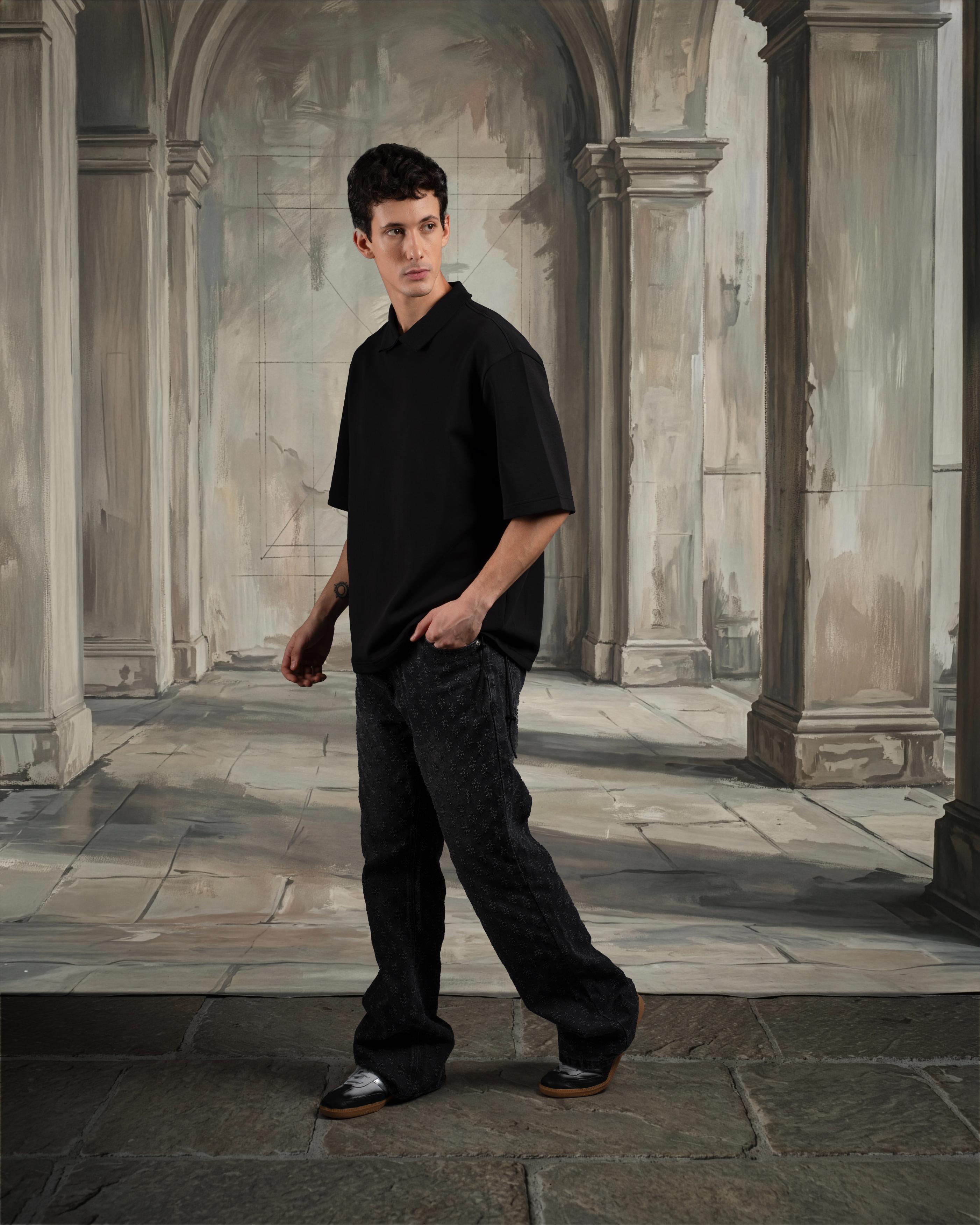 Shapeshift Polo-Obsidian Black [OVERSIZED FIT]