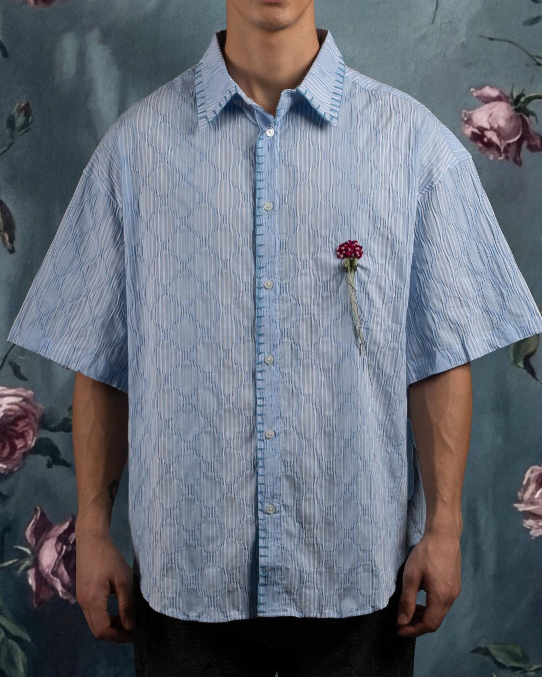 Forbidden Flower Shirt-Rosemist Blue [OVERSIZED FIT]