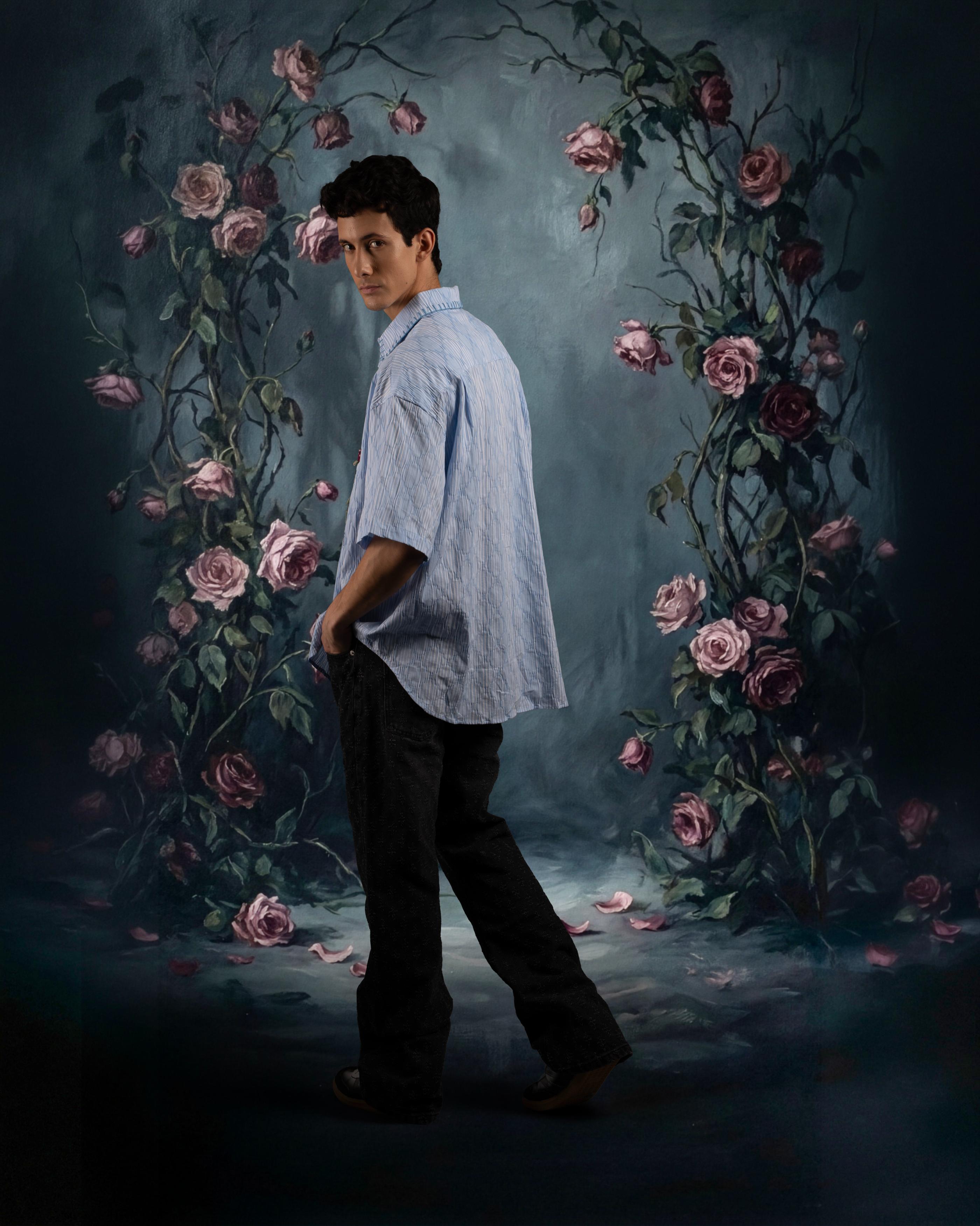 Forbidden Flower Shirt-Rosemist Blue [OVERSIZED FIT]