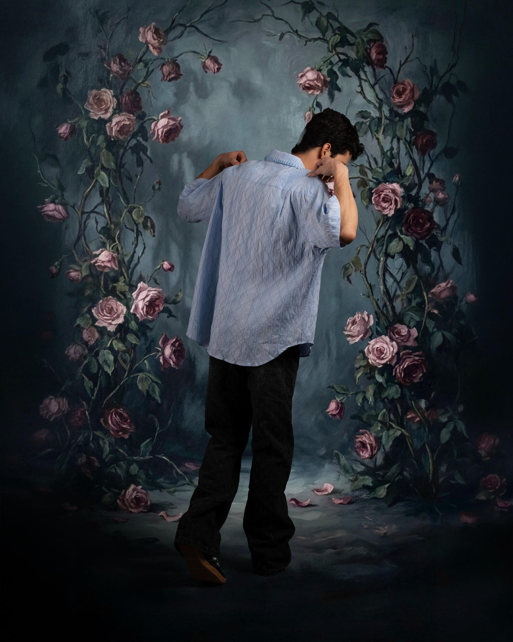 Forbidden Flower Shirt-Rosemist Blue [OVERSIZED FIT]