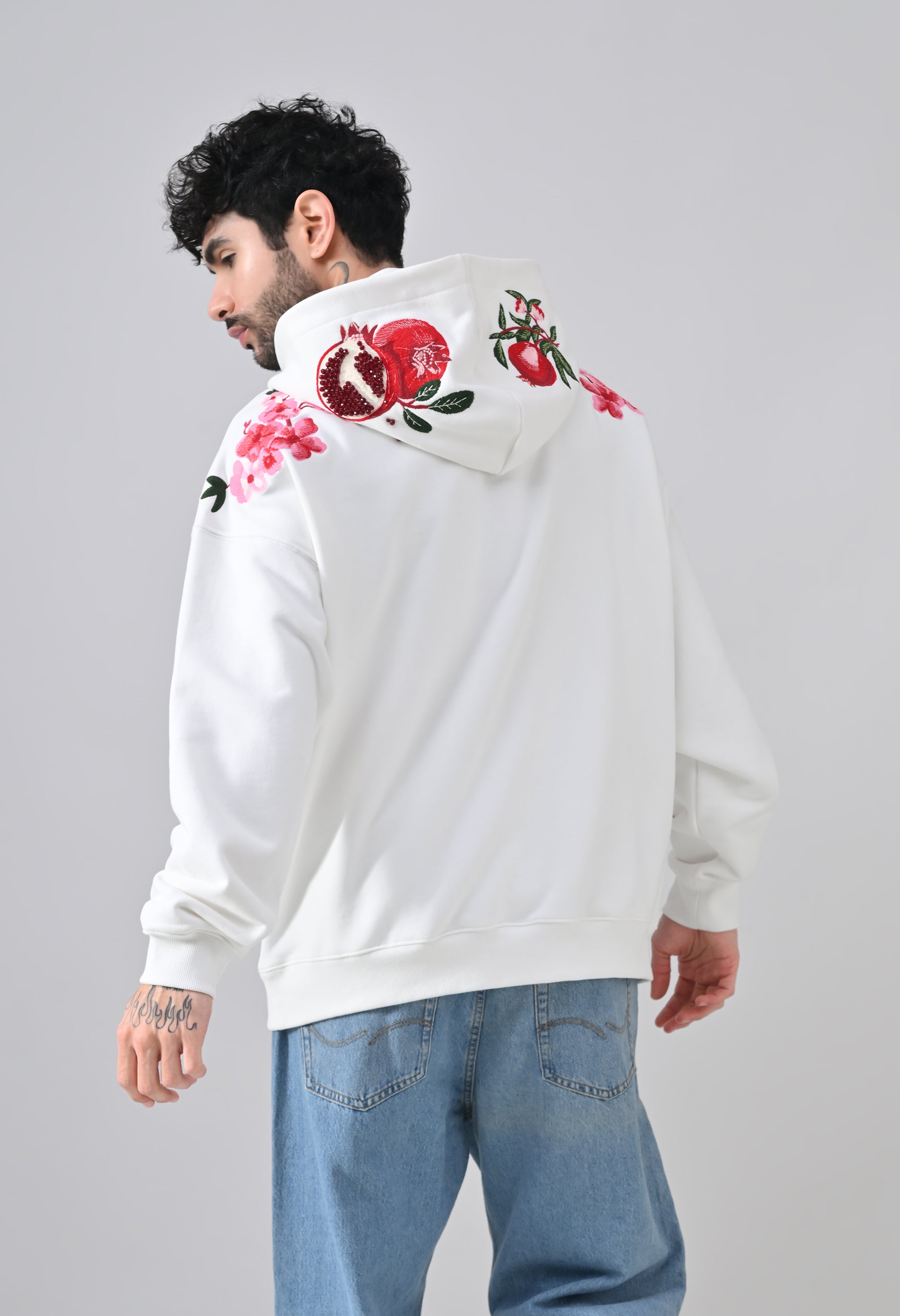 Pom Drip Hoodie White