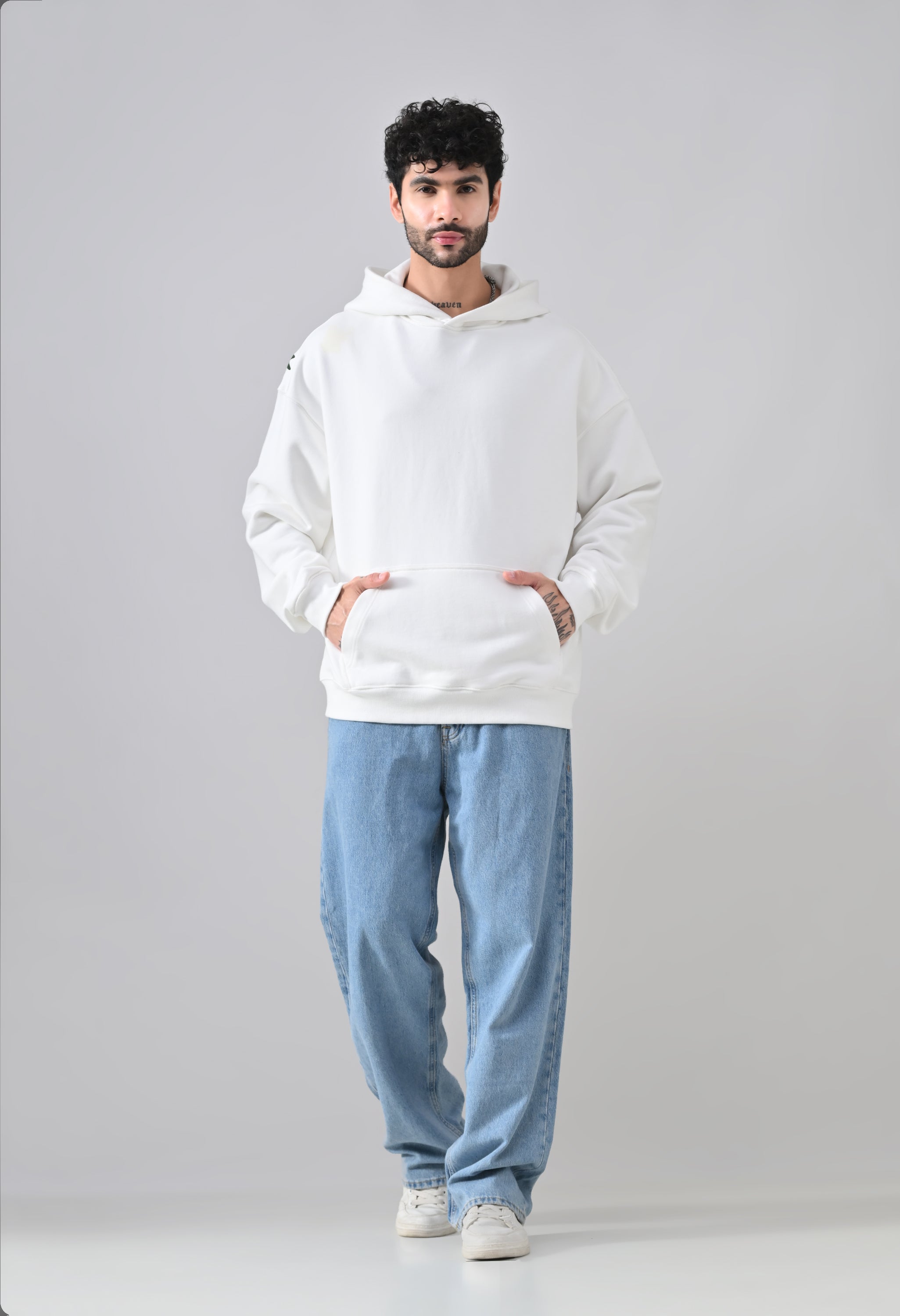 Pom Drip Hoodie White