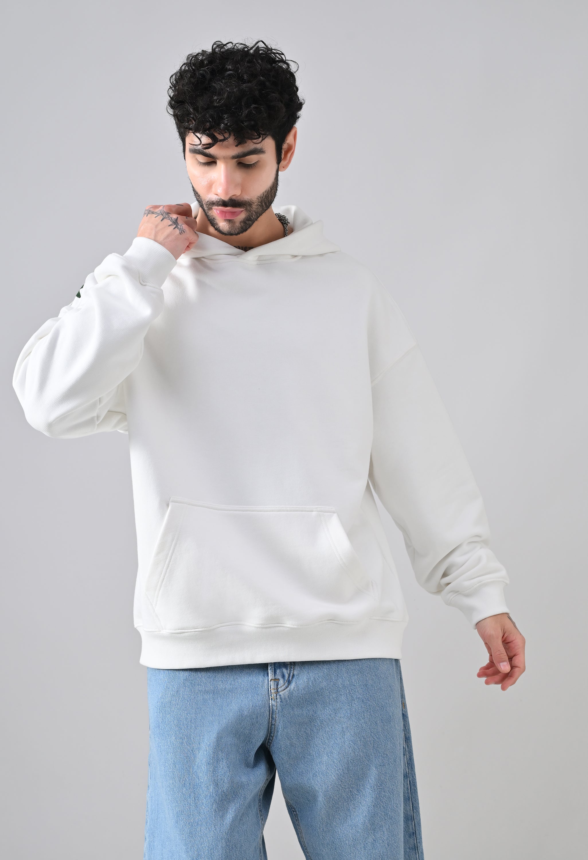 Pom Drip Hoodie White