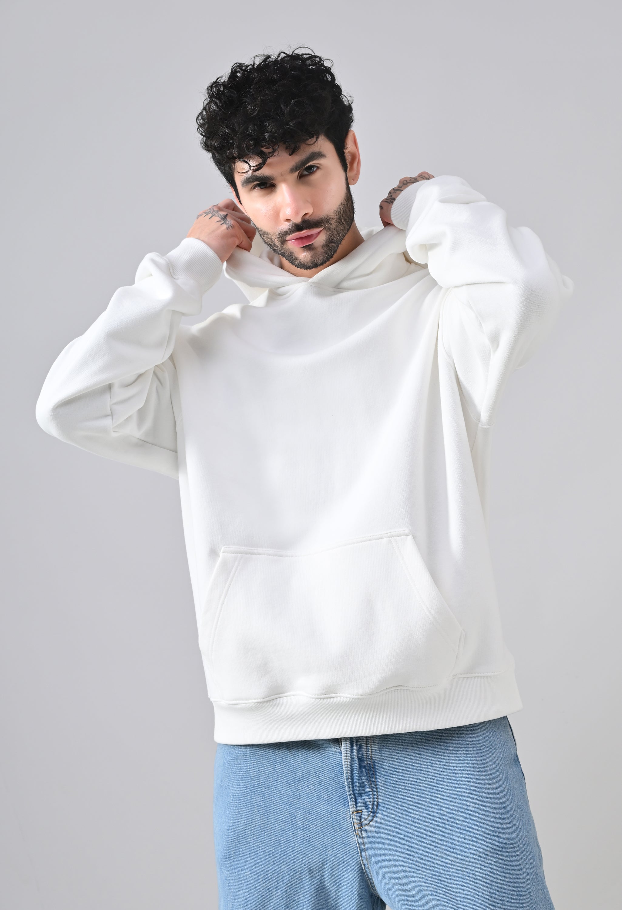Pom Drip Hoodie White