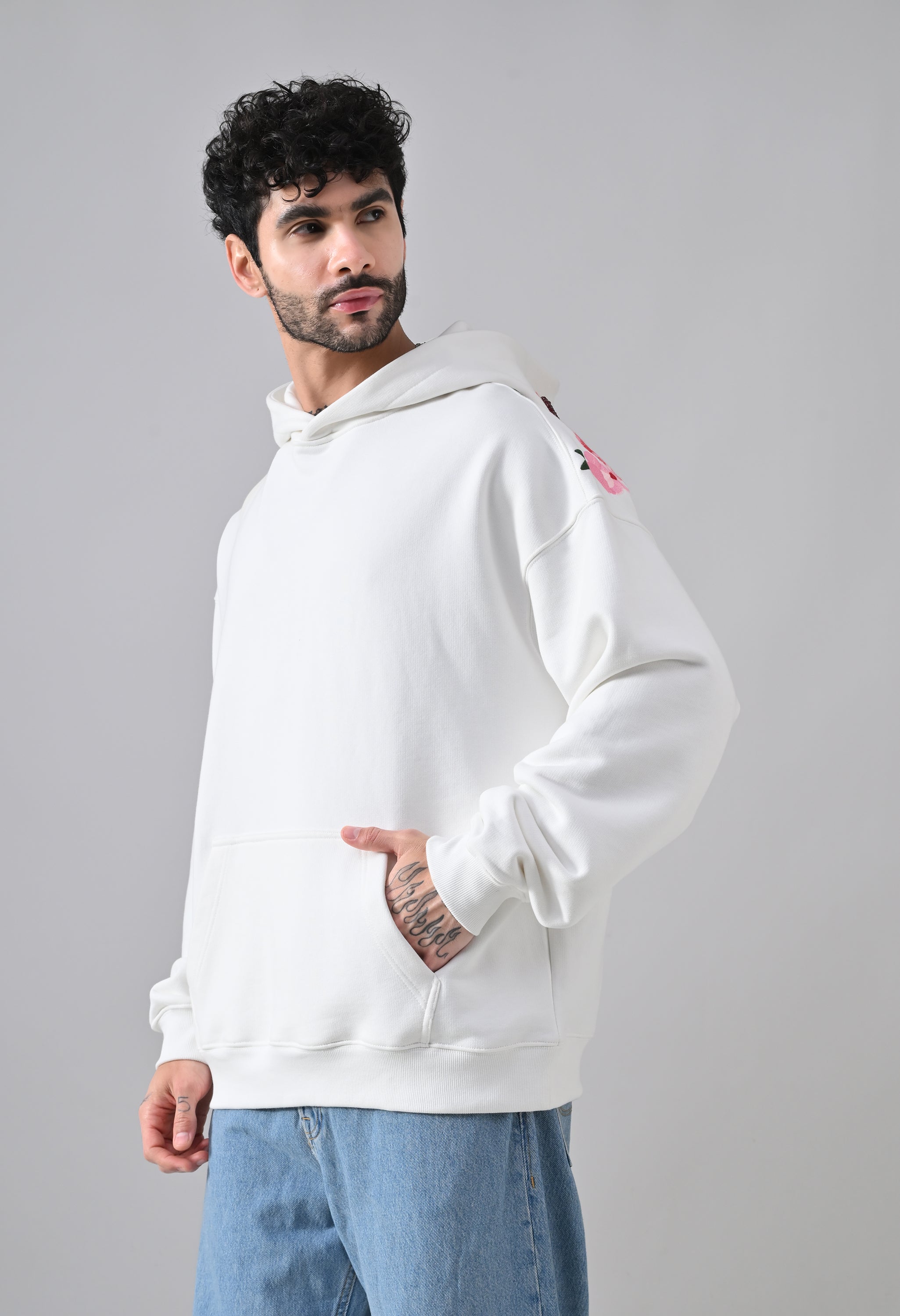 Pom Drip Hoodie White