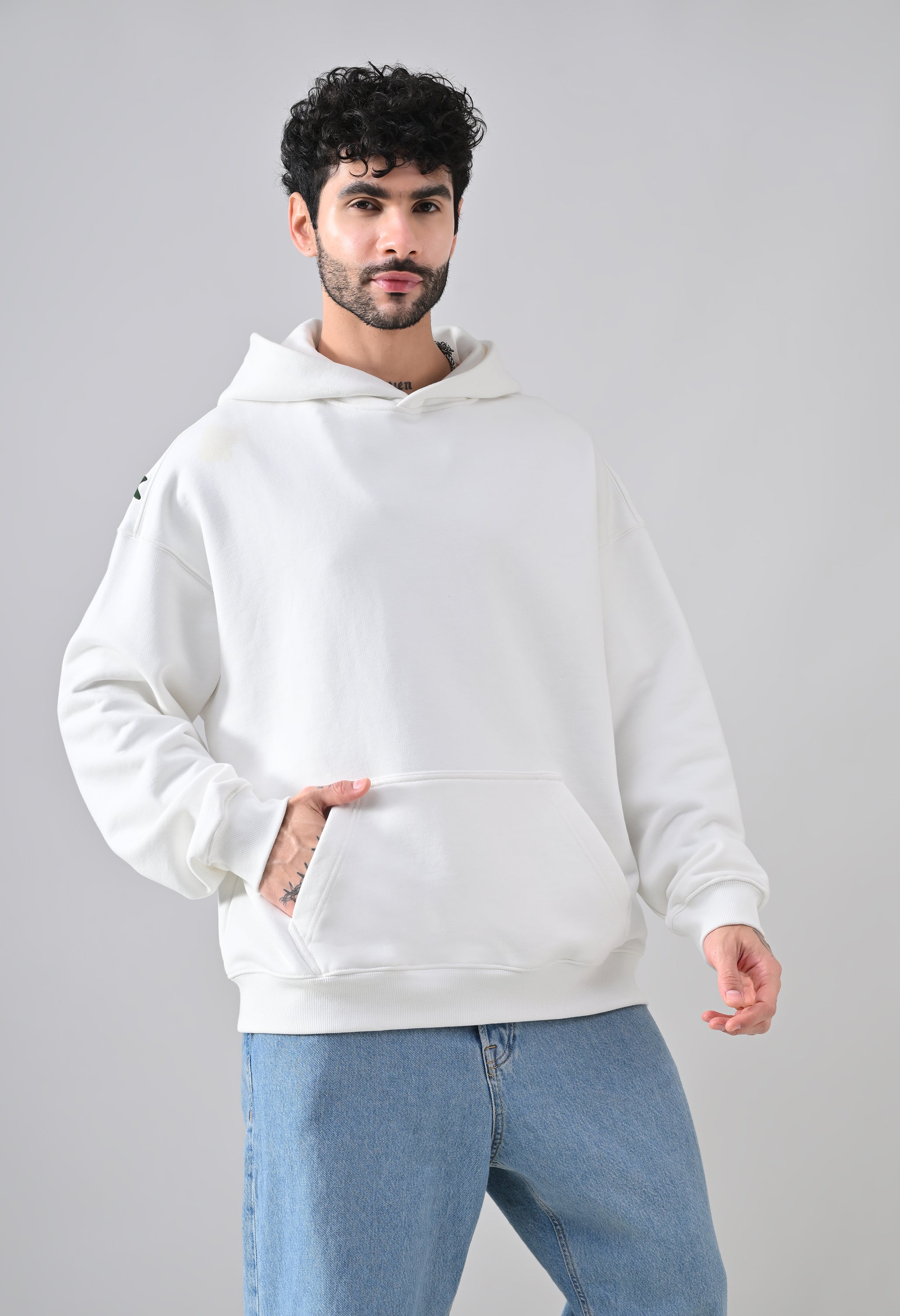 Pom Drip Hoodie White