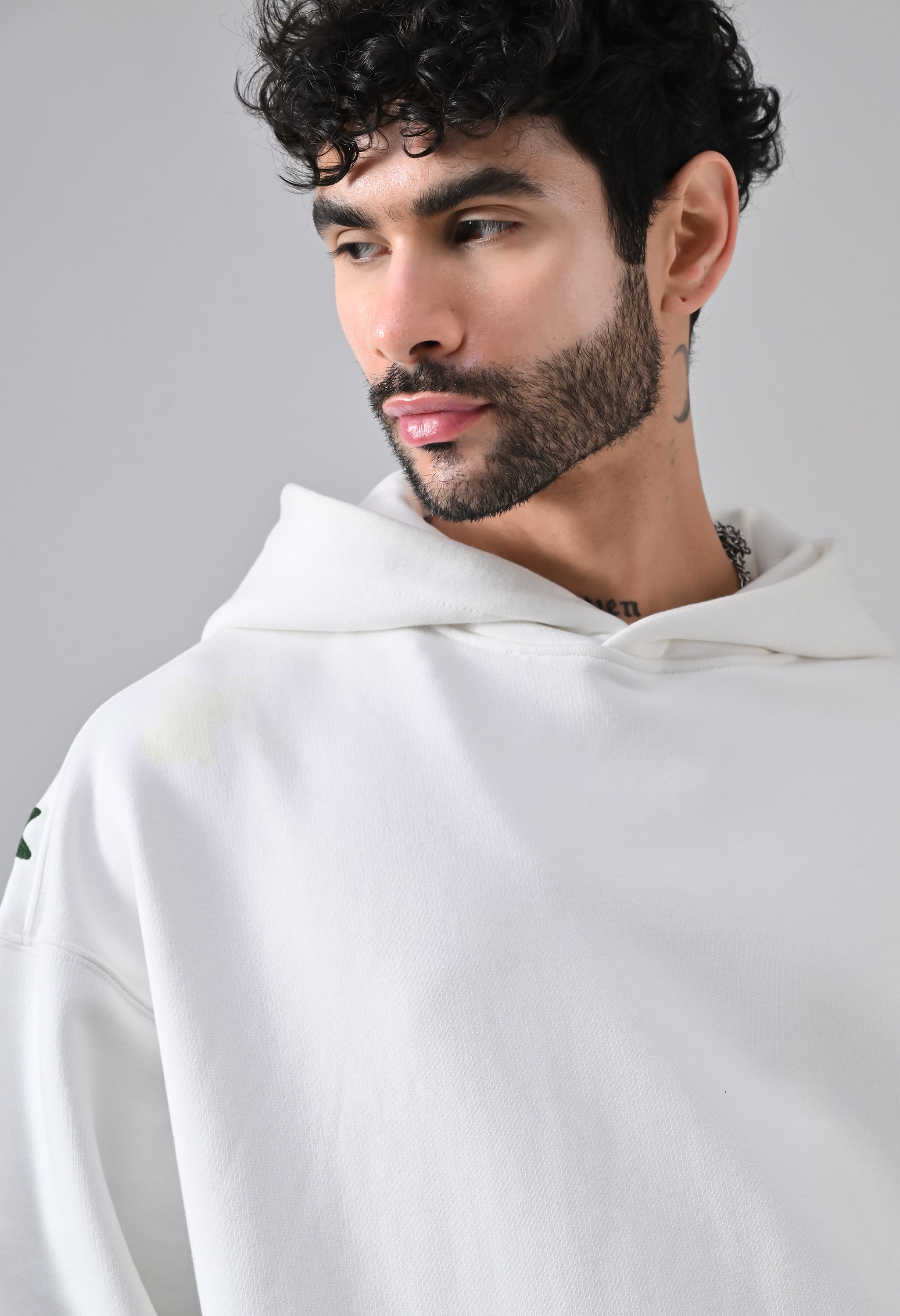 Pom Drip Hoodie White
