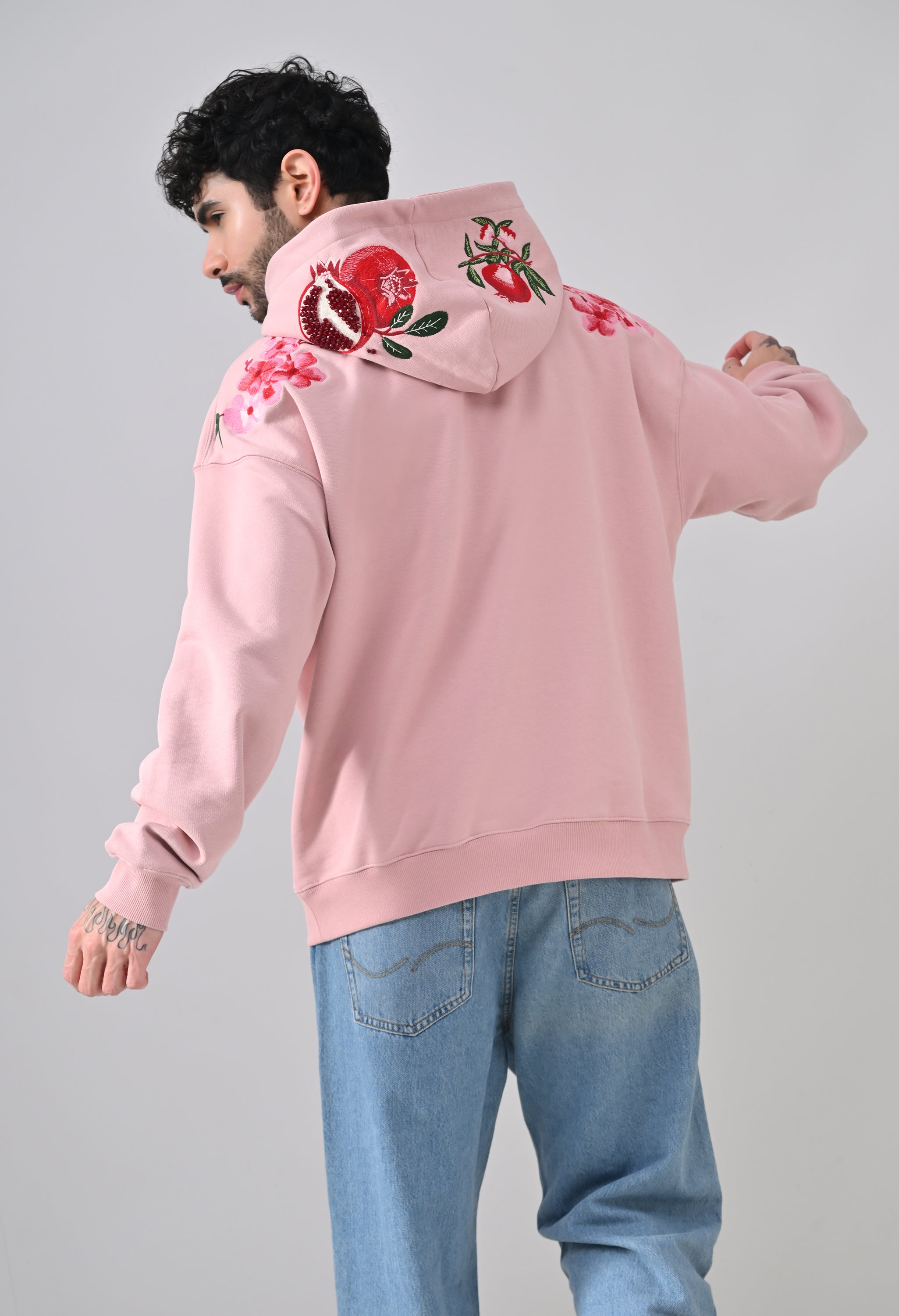 Pom Drip Hoodie Pink