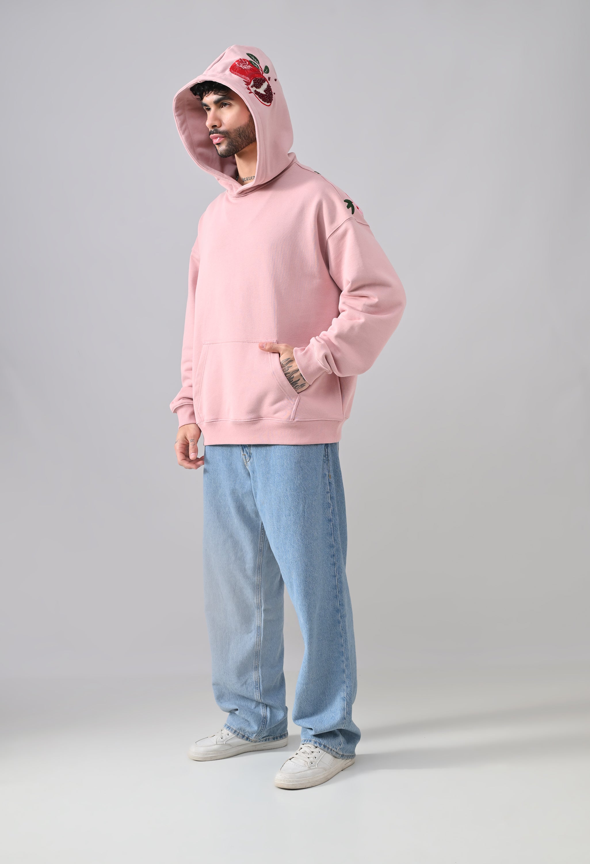 Pom Drip Hoodie Pink