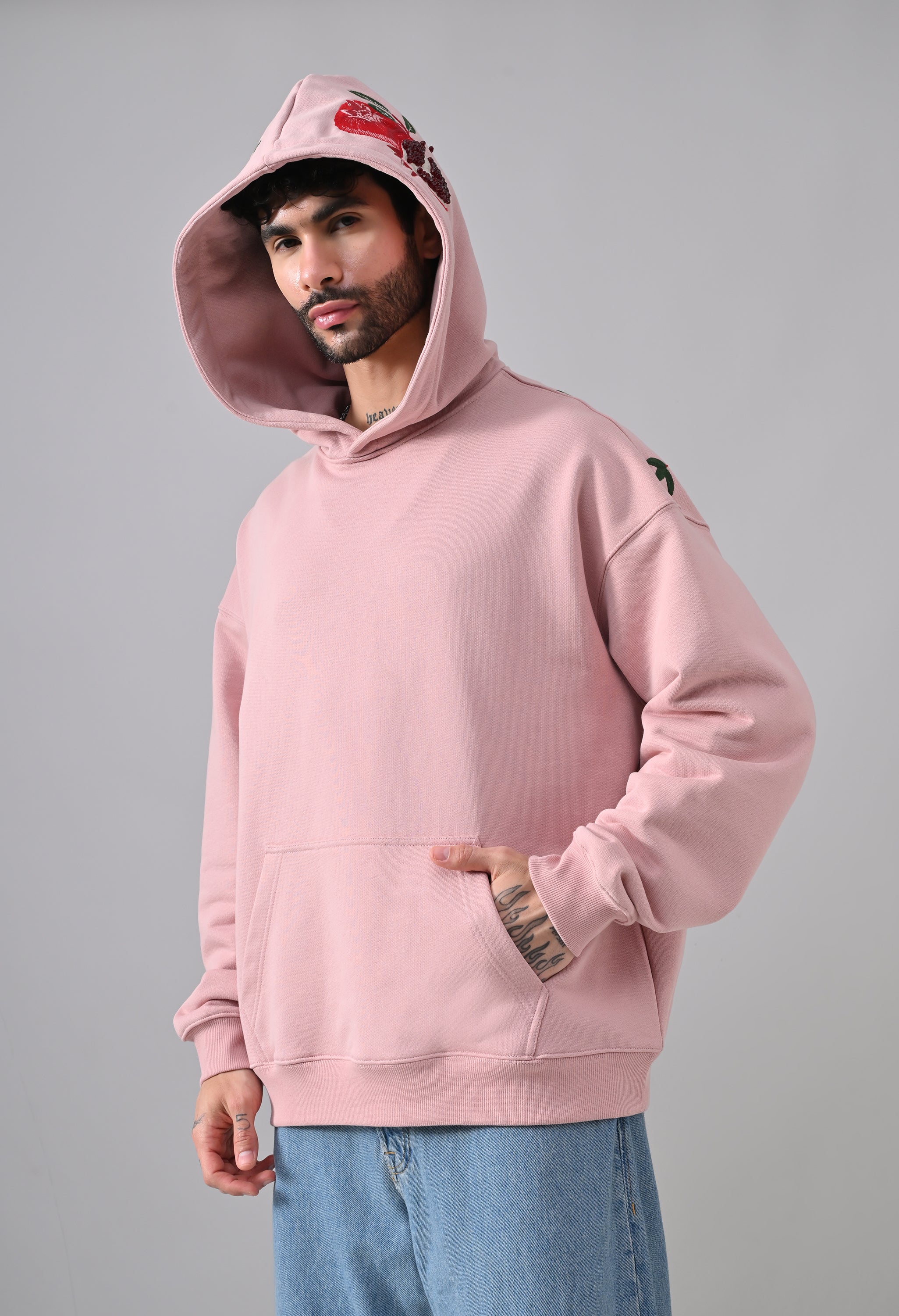 Pom Drip Hoodie Pink