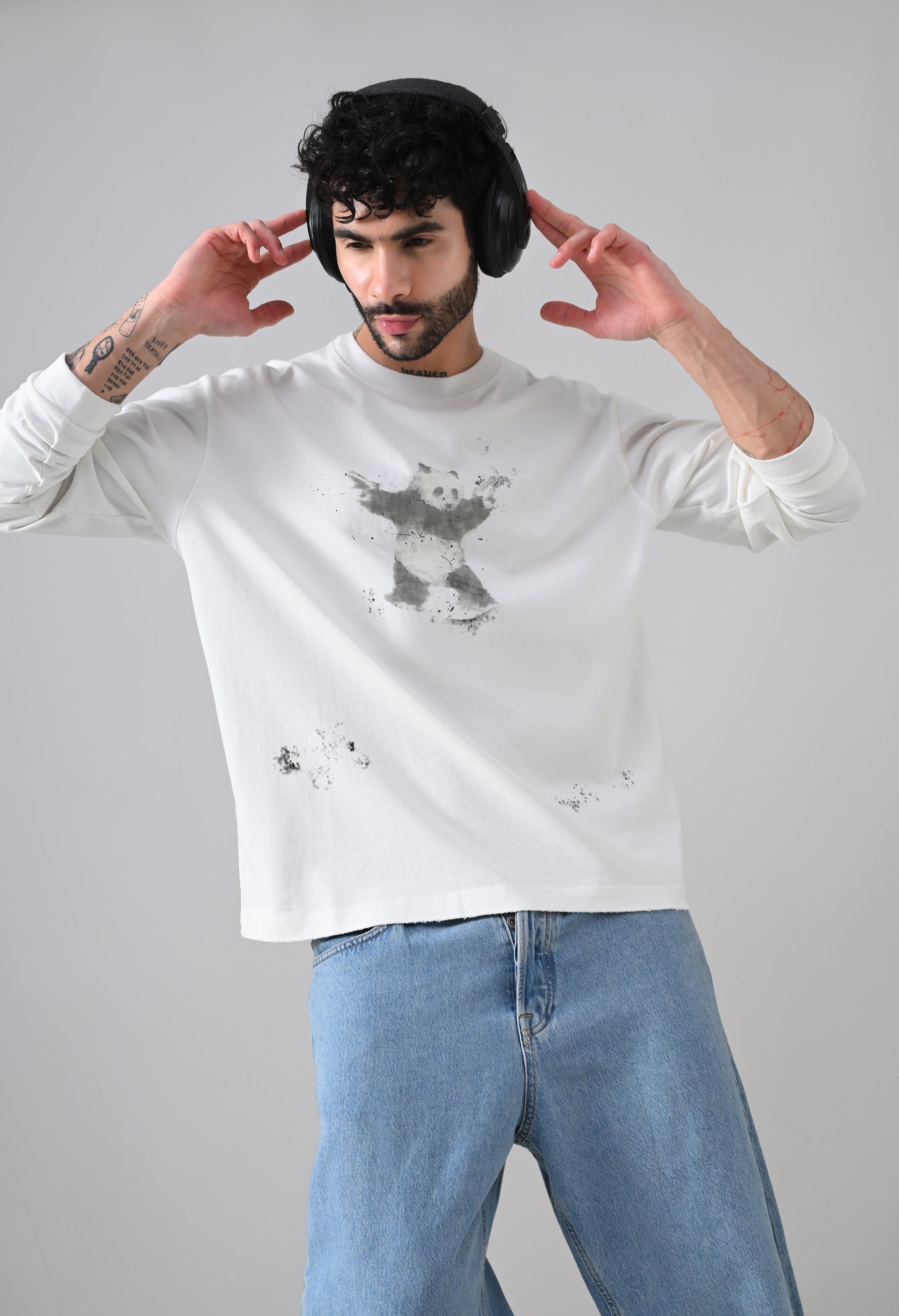 Inglorious Panda Longsleeve T-shirt White