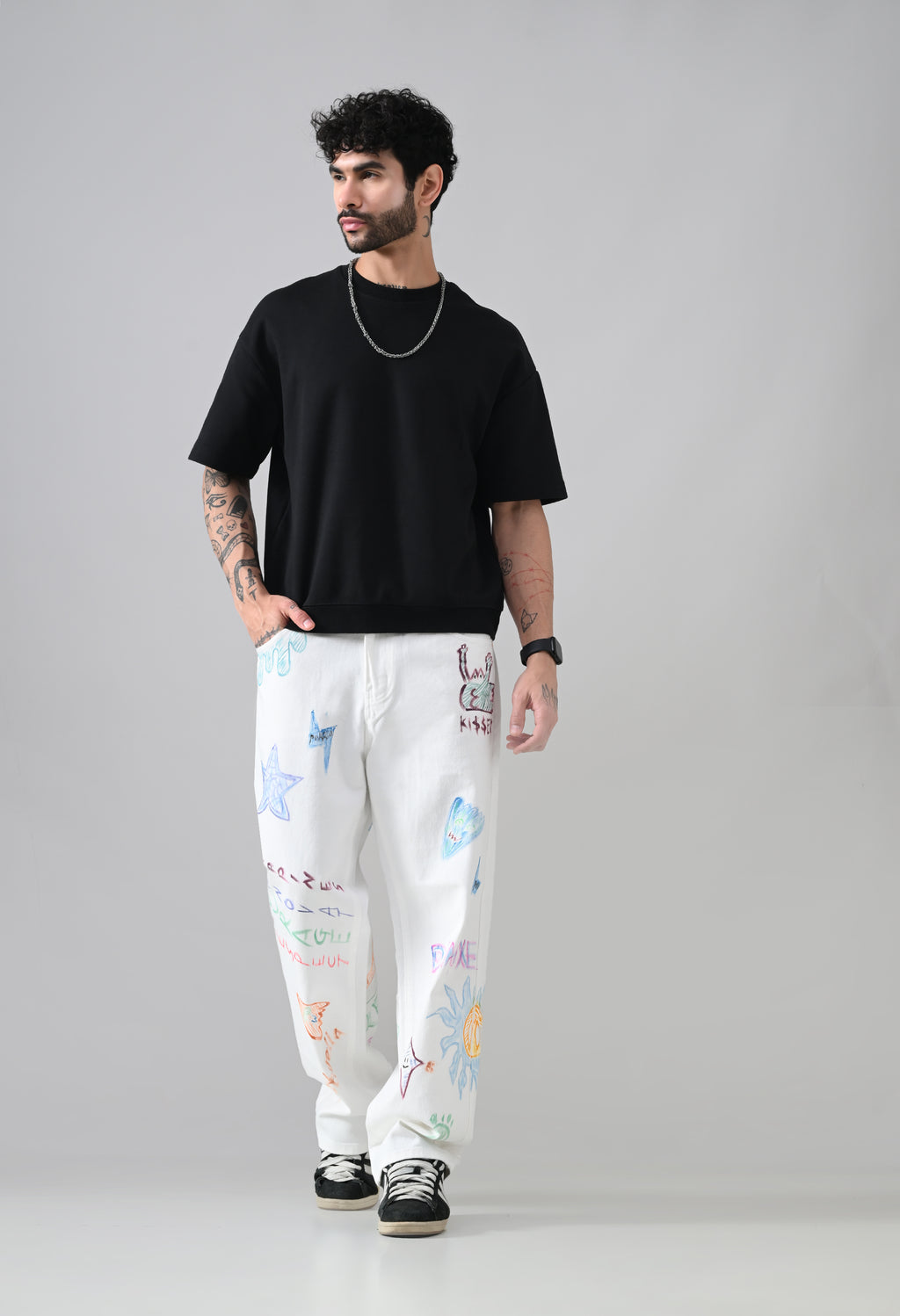 Scribble Theory Jeans-Canvas White