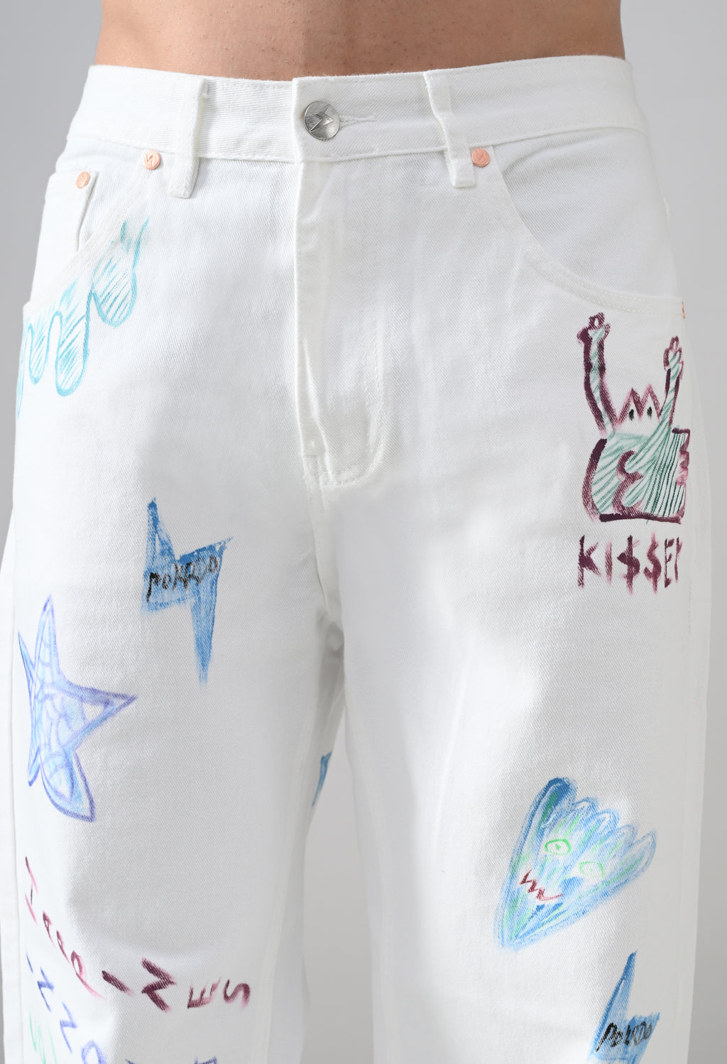 Scribble Theory Jeans-Canvas White