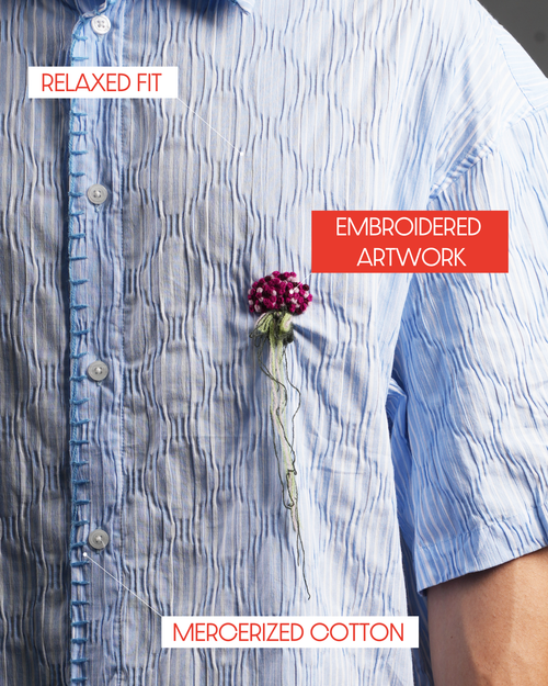 Forbidden Flower Shirt-Rosemist Blue [OVERSIZED FIT]