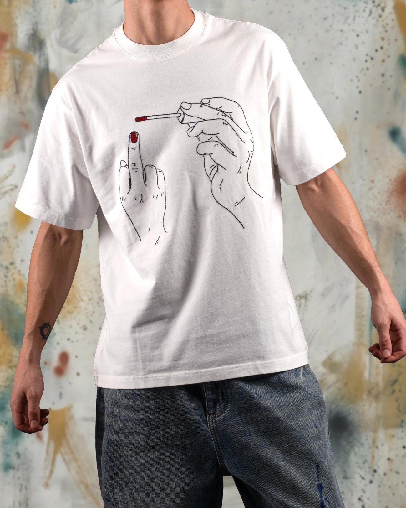 "The Gesture" T-Shirt -Raw White