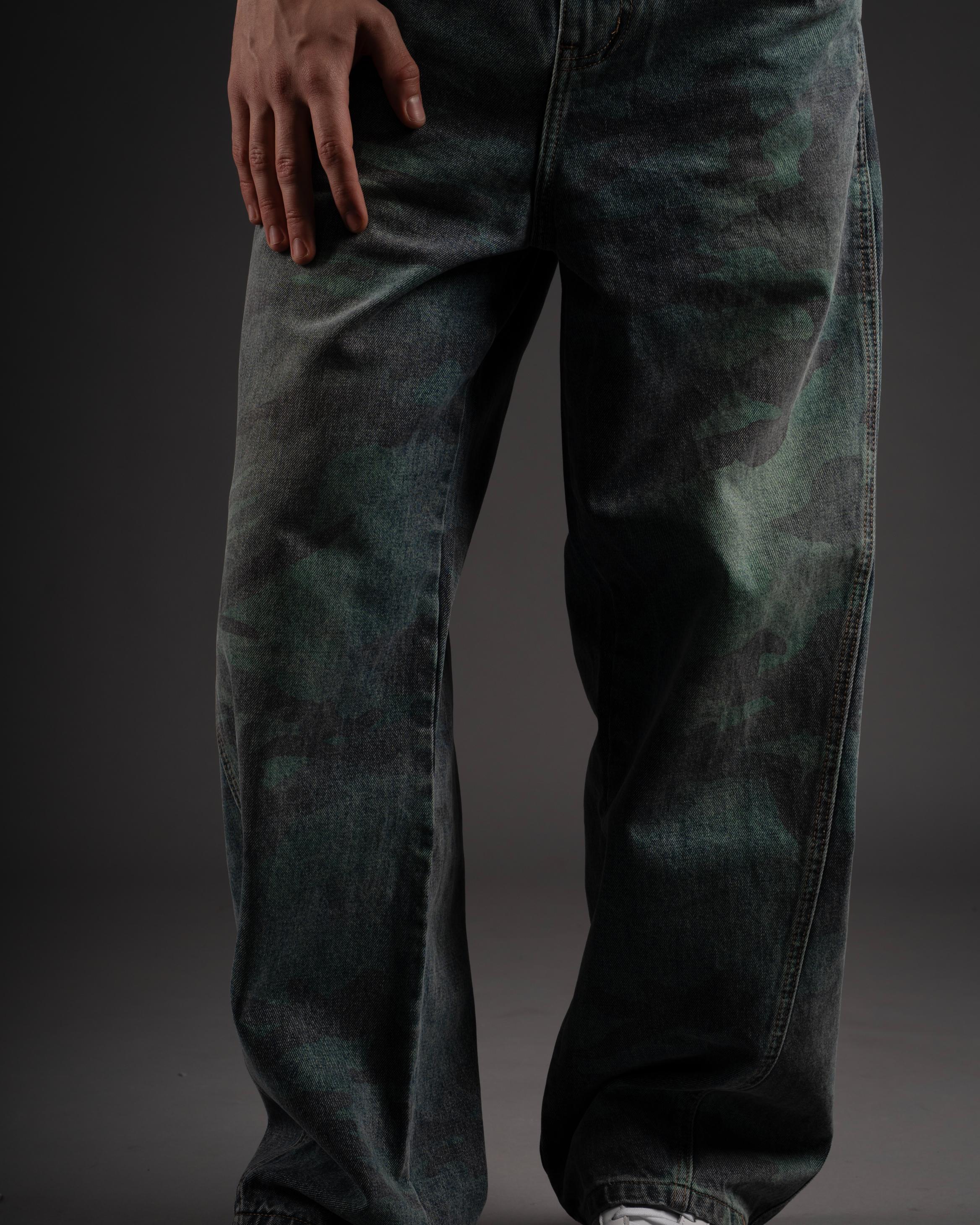 Phantom Camo Jeans-Olive Blue